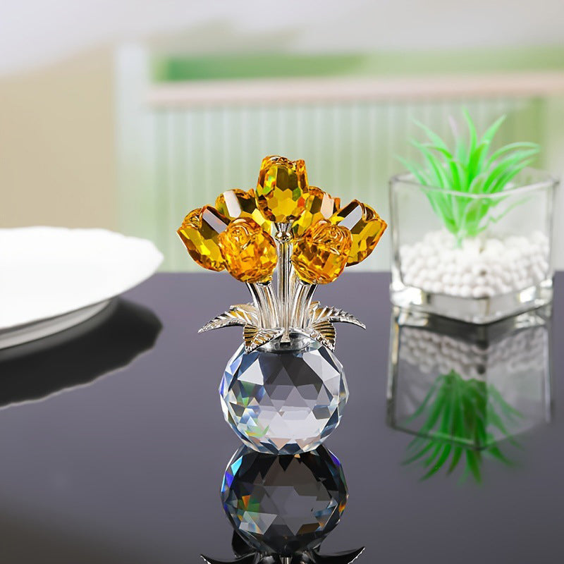 💖 Hot Sale 50% OFF 🌹Everlasting Crystal Rose Flower Figurine in Vase🌸