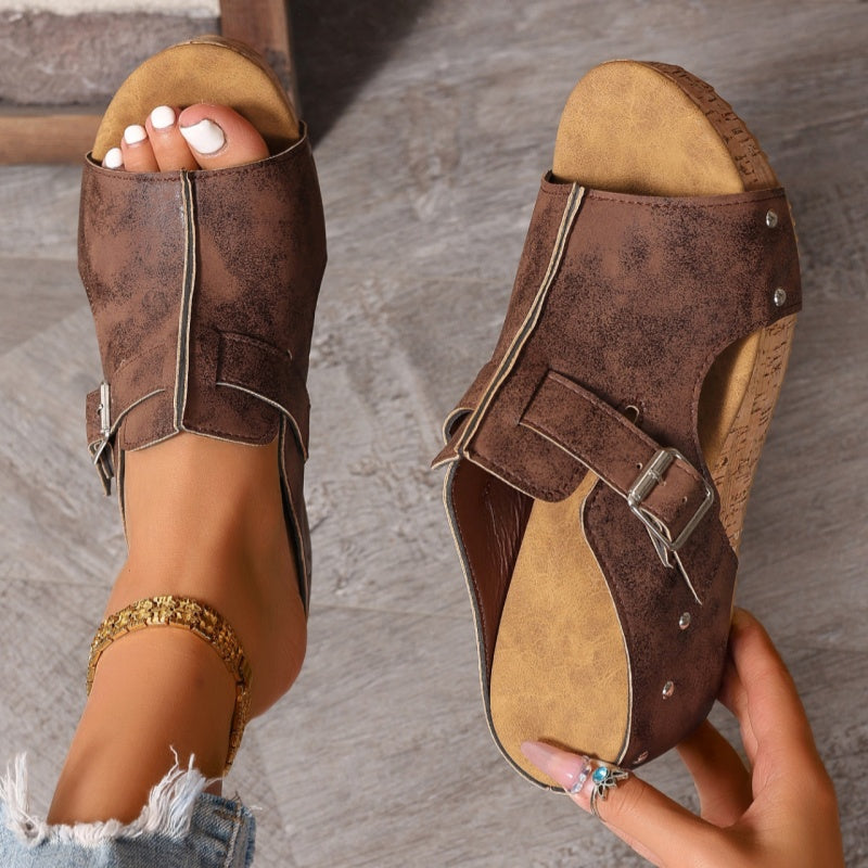 Women's Fashion Peep Toe Wedge Platform Sandals