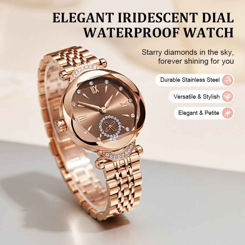 Elegant Iridescent Dial Waterproof Women's Quartz Watch