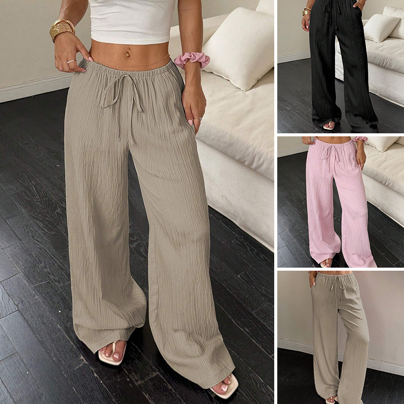 Versatile Solid Color Wide Leg Pants