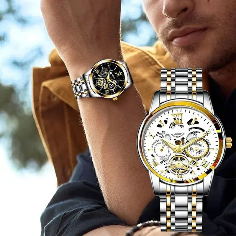 🔥Men's Waterproof Roman Skeleton Automatic Mechanical Watch
