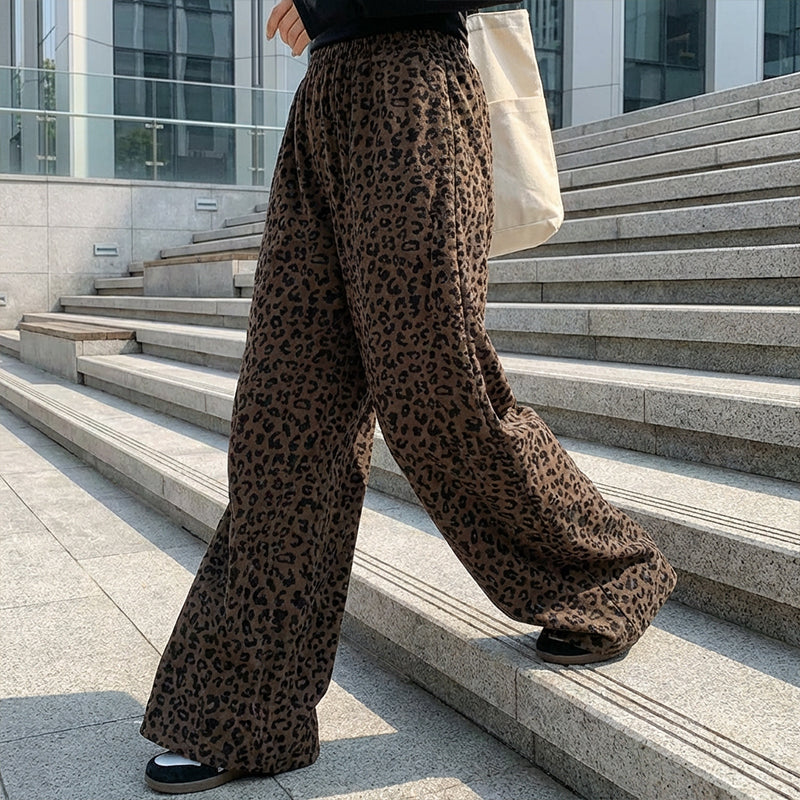 📢📢50%  OFF !! ⏰Women's High-Waist Leopard Print Straight-Leg Pants
