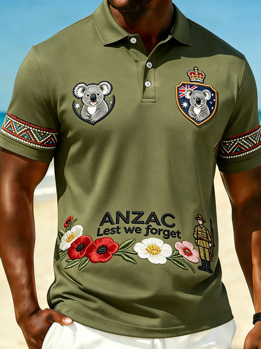Retro Australian Art Print Casual Polo Shirt