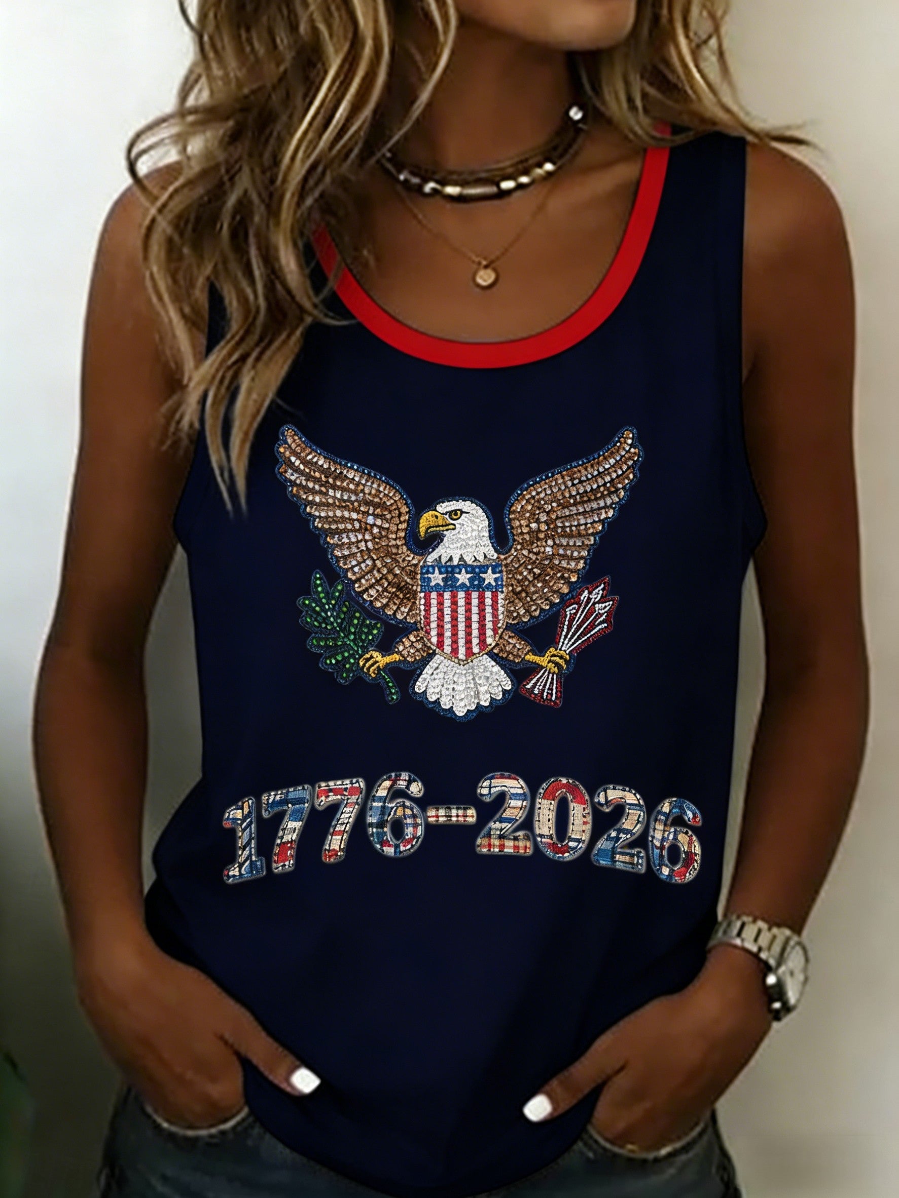 Women's  Retro American Independence Day  Tank Top