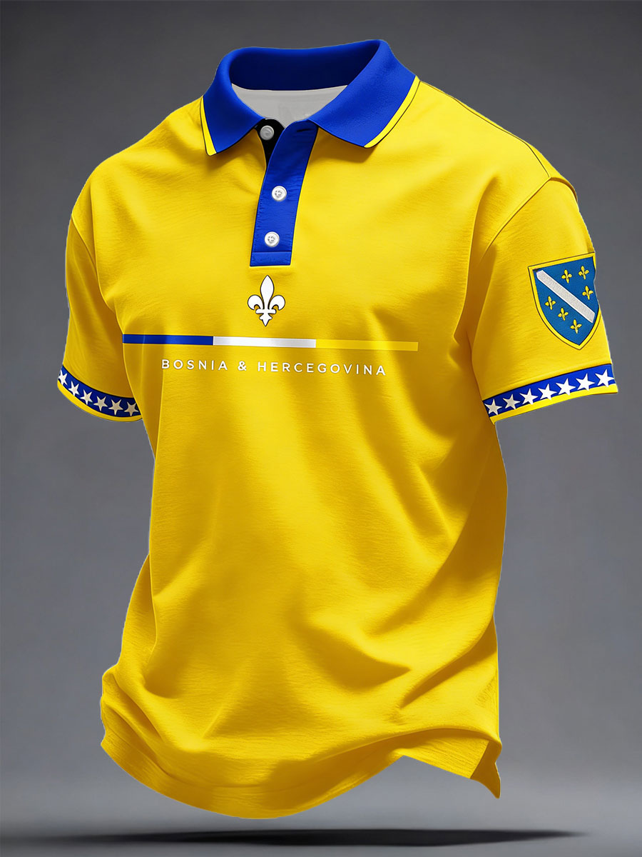 Men's Bosnia Football Lover Printed Casual Tops