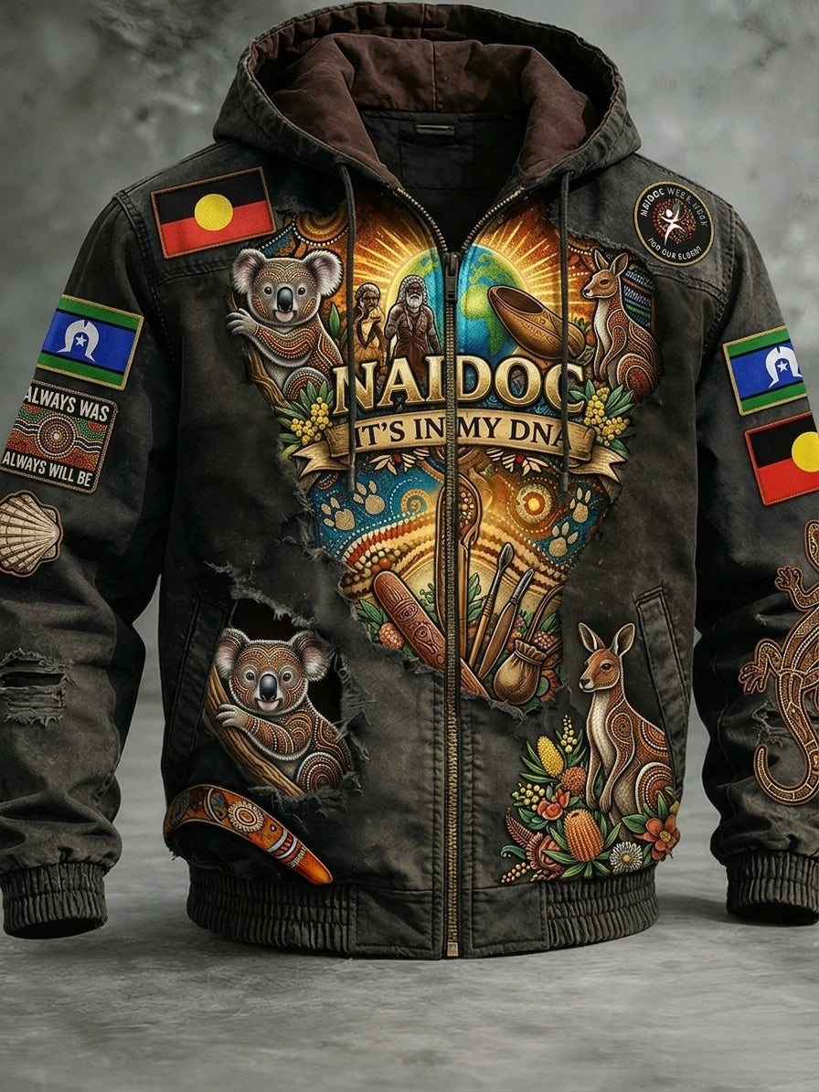 Men's AU Aboriginal Culture Long-Sleeve Zipper Hooded Jacket