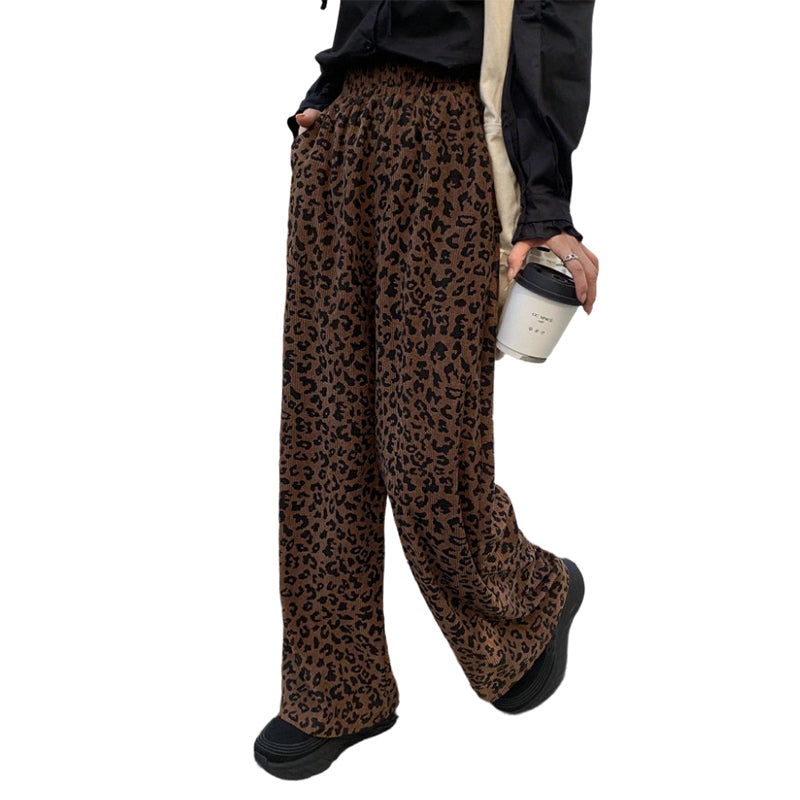 📢📢50%  OFF !! ⏰Women's High-Waist Leopard Print Straight-Leg Pants