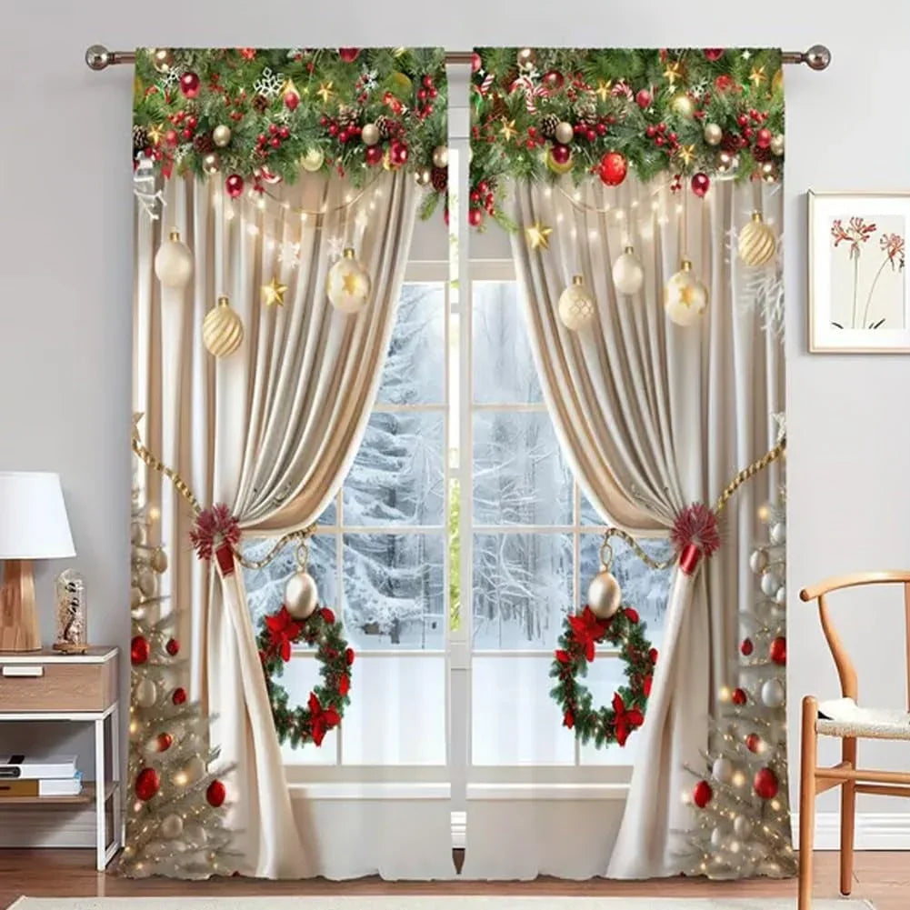 🎄Christmas Window Curtains 2-Piece Set for Home Decor
