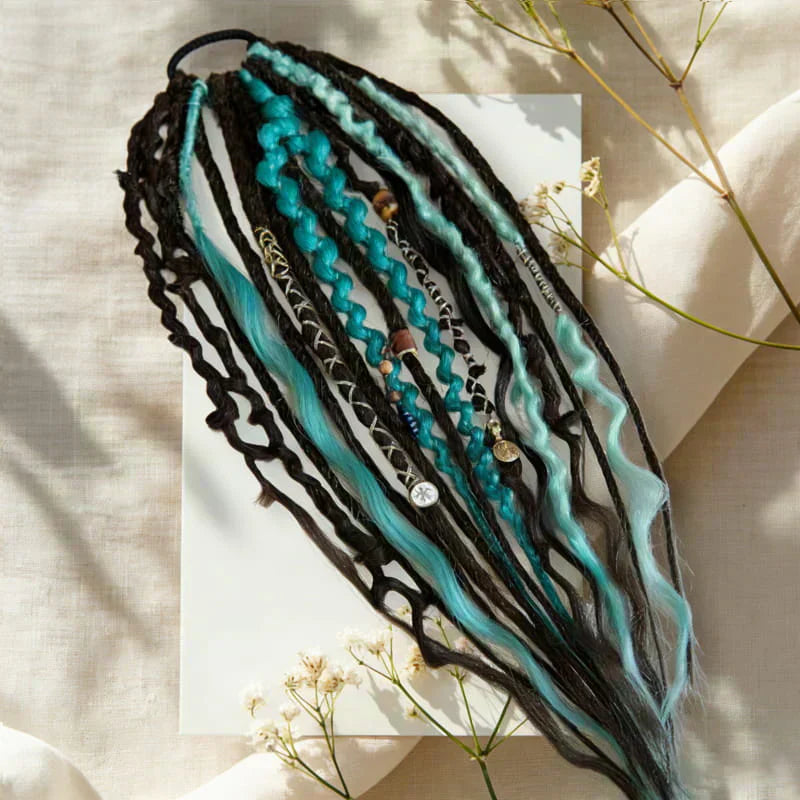 💁🏽‍♀️✨Bohemian Textured Ponytail | Instant Dreadlock Hair Extension | Easy Clip-In for Festivals & Nights Out