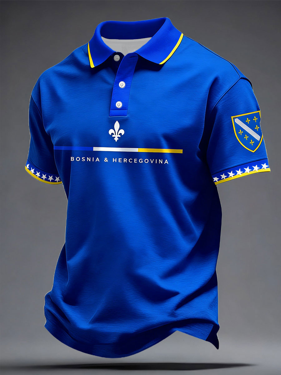 Men's Bosnia Football Lover Printed Casual Tops