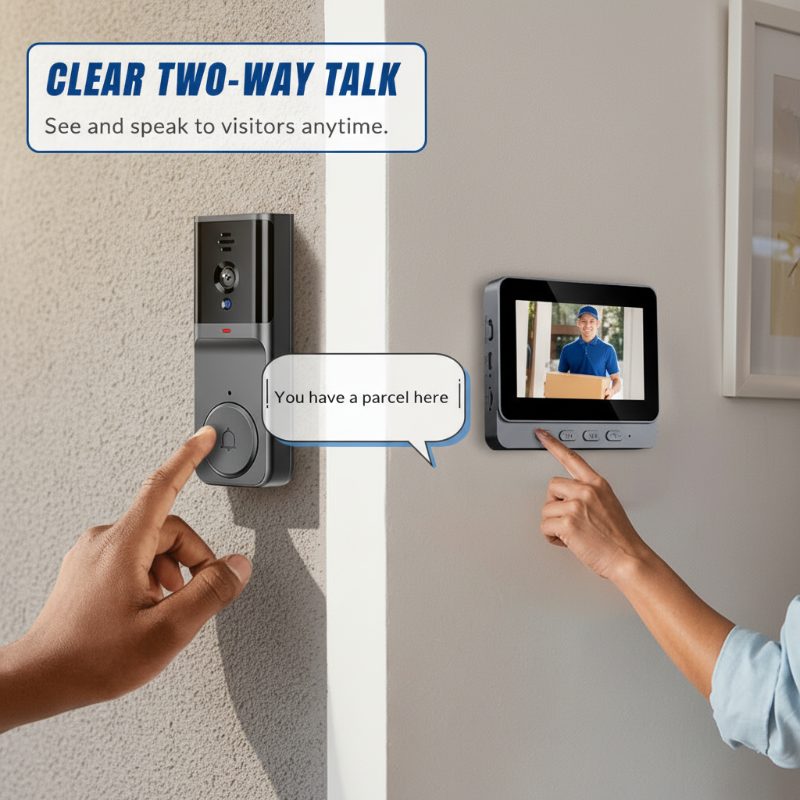 Cordless Smart Video Doorbell with 4.3