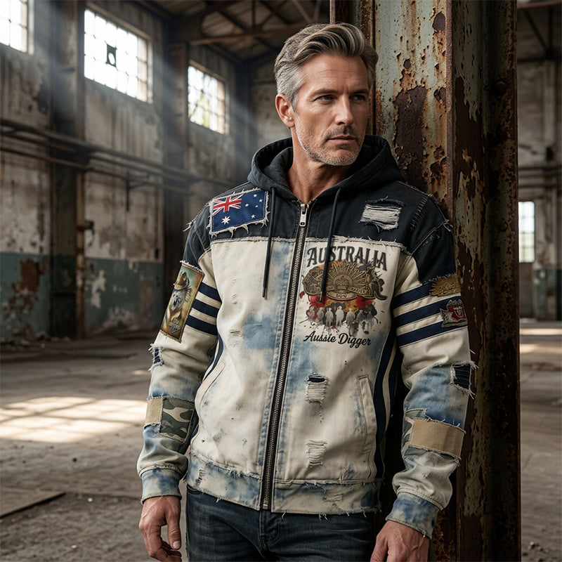 Men's  Australia Anzac Day Lest We Forget  Long-Sleeve Hooded Sweatshirt