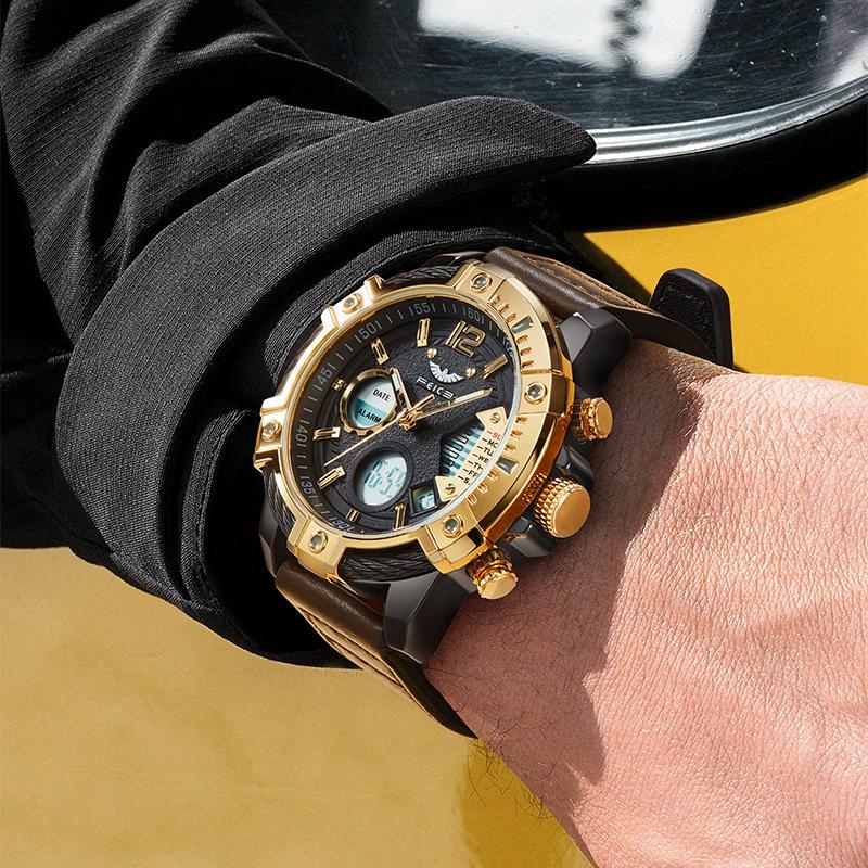 Multifunctional Dual Display 3ATM Waterproof Men's Quartz Sports Watch