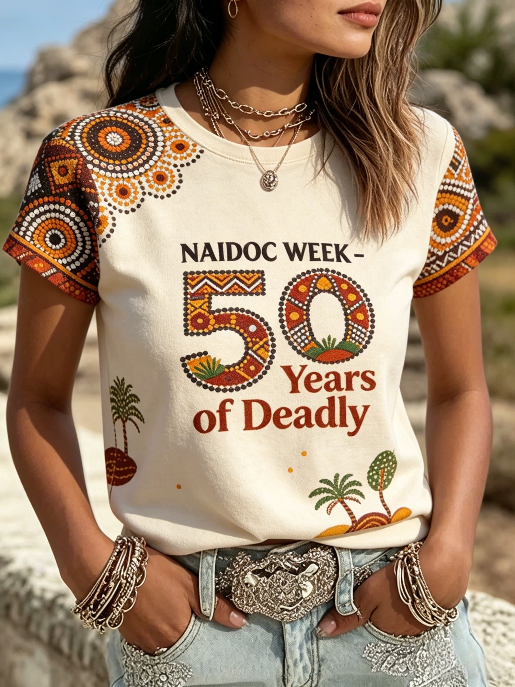 Women's AU Aboriginal Art NAIDOC Week Printed Tops