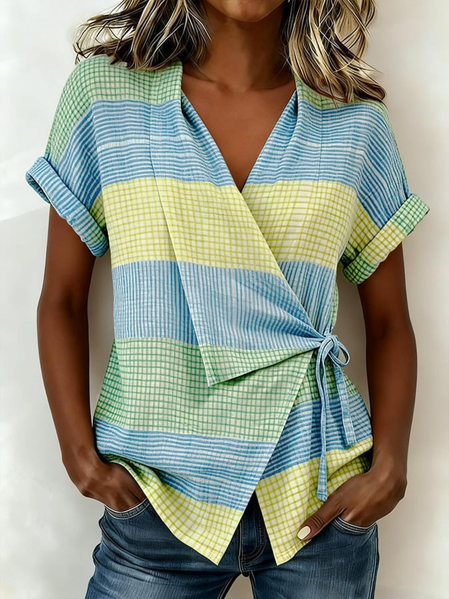 Women's Vintage Plaid V-Neck Shirt