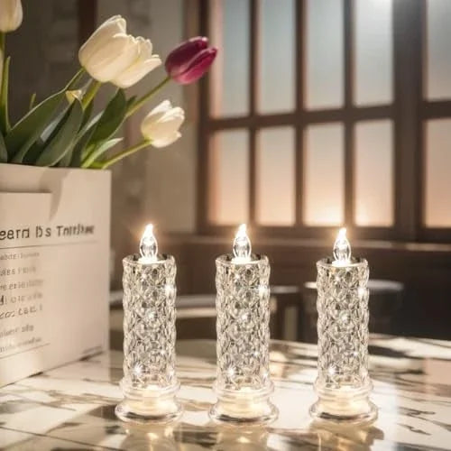 🎁LED Crystal Candle Lights- Romantic Tabletop Night Lights