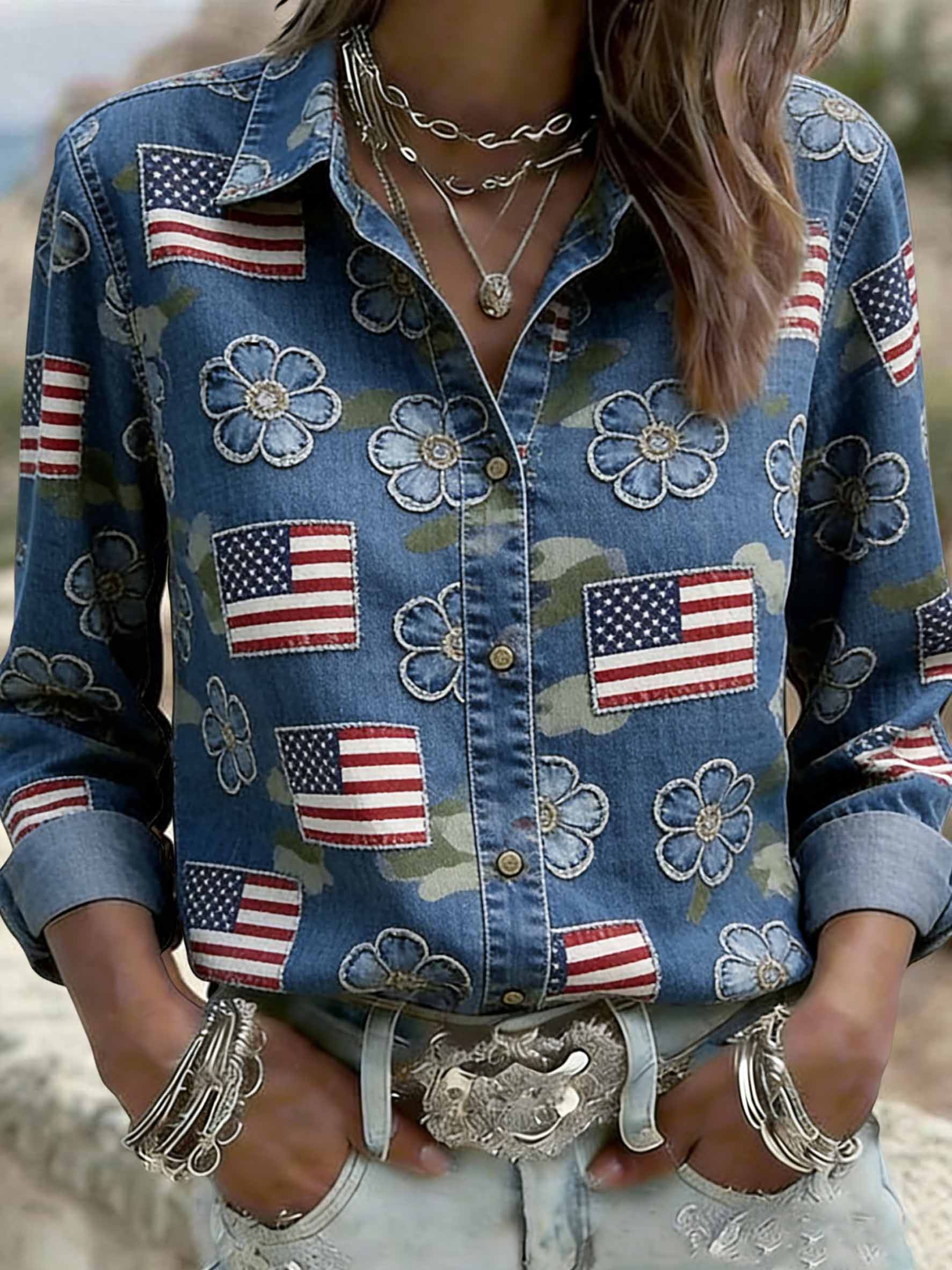 Women's Vintage Anniversary Celebration Printed Casual Shirt