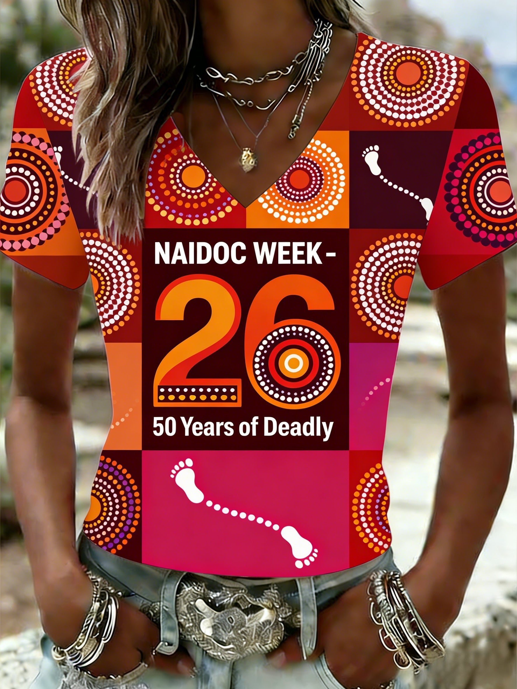Women's AU Aboriginal Art NAIDOC Week Printed T-Shirt