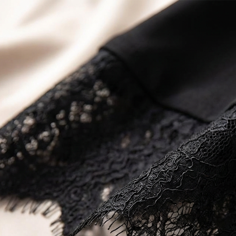 Women's Mock Neck Lace Trim Mini Dress