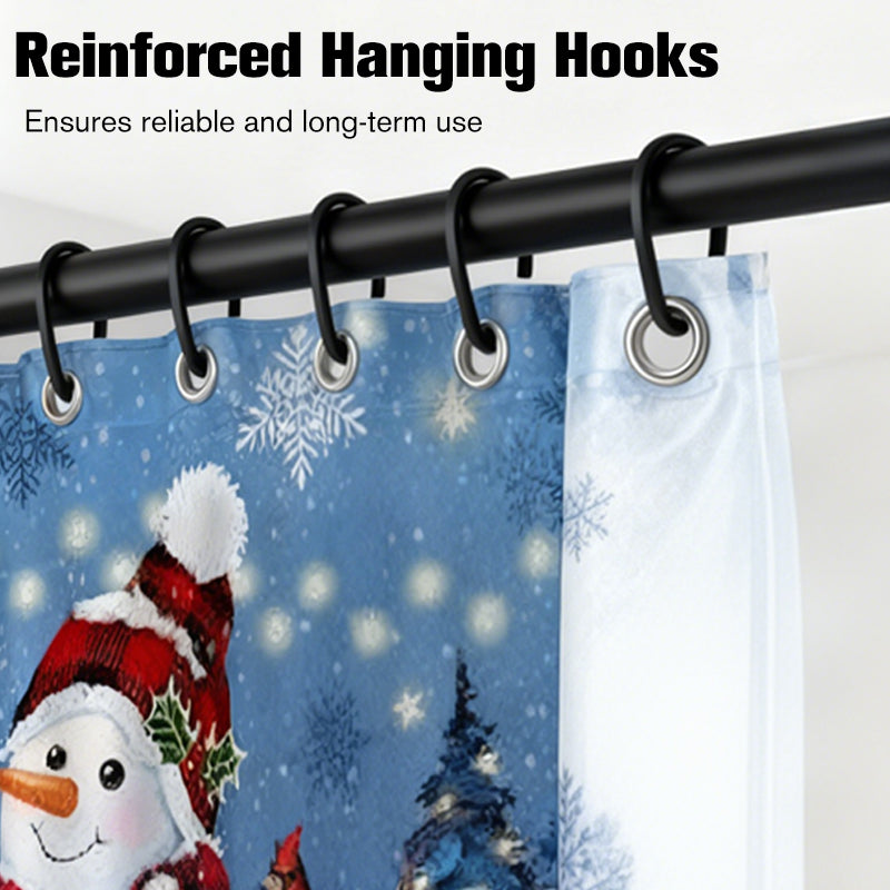 Christmas Snowman Shower Curtain Sets with 12 Hooks