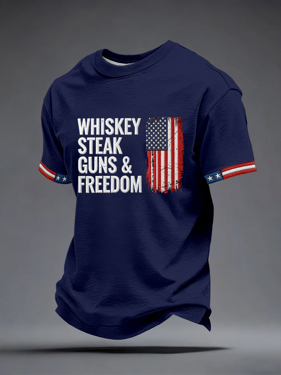 Men's Whiskey Steak Guns Freedom T-Shirt