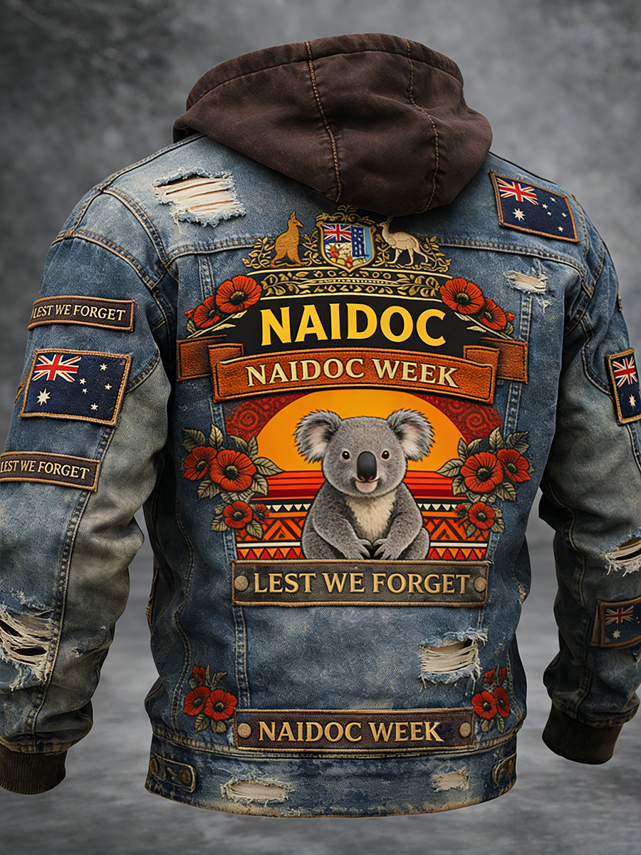 Retro Australian Art Print Casual Hoodie Jacket