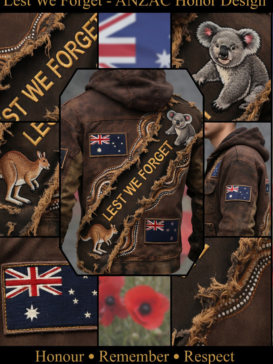 Retro Australian Art Print Casual Hoodie Jacket