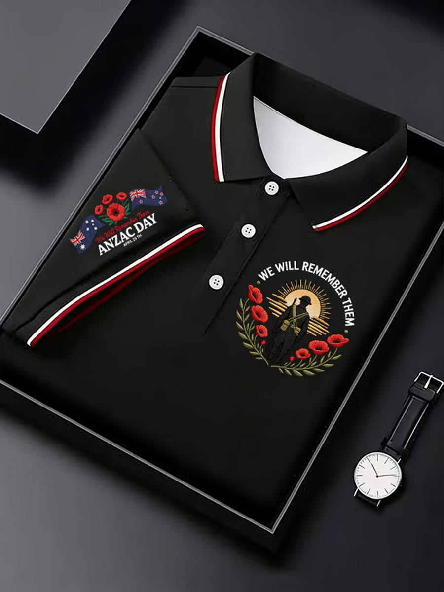 Men's Australian ANZAC Day Print Casual Short Sleeve Top