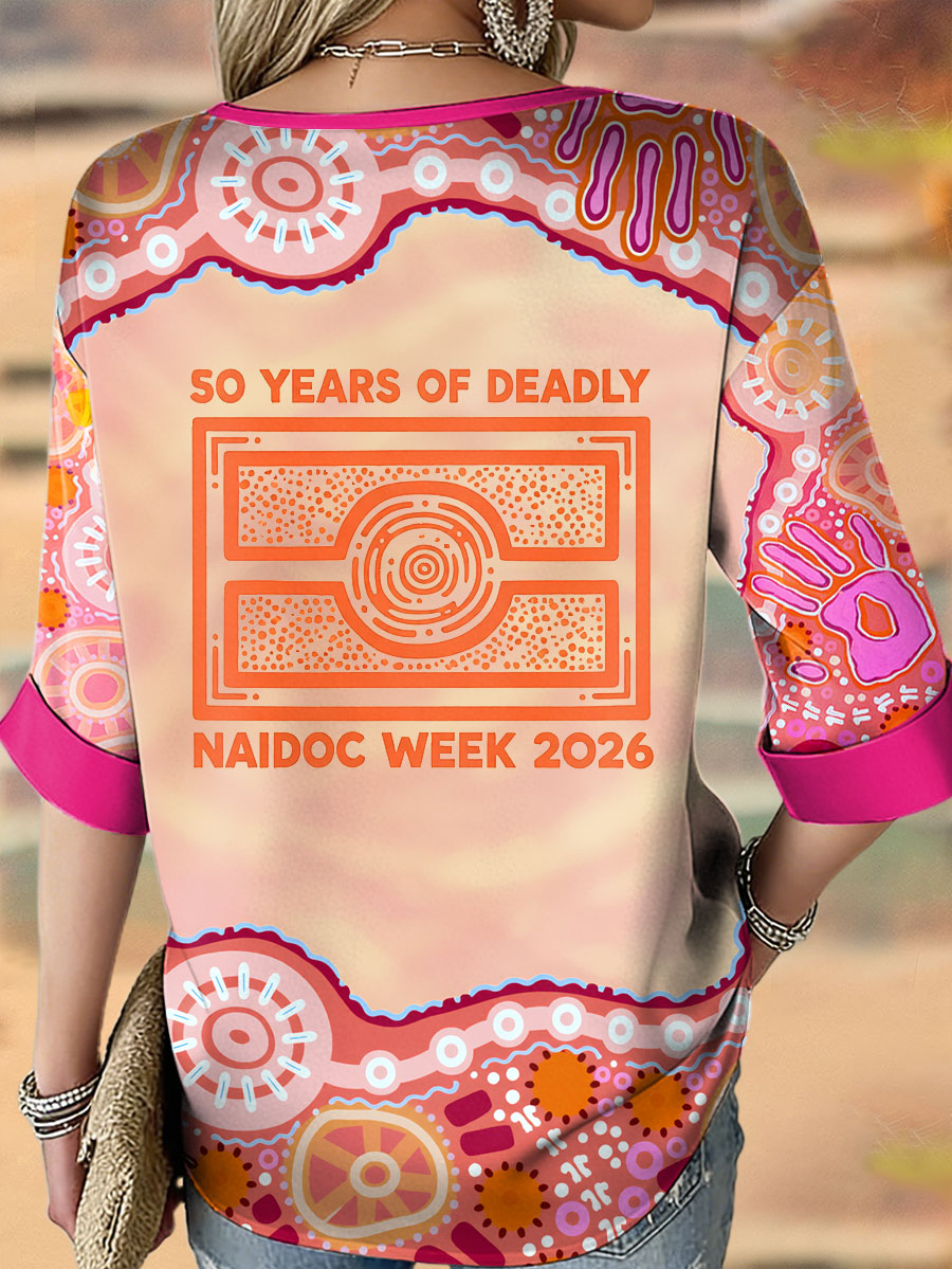 Women's AU Aboriginal Art NAIDOC Week 50 Years of Deadly Printed T-shirt