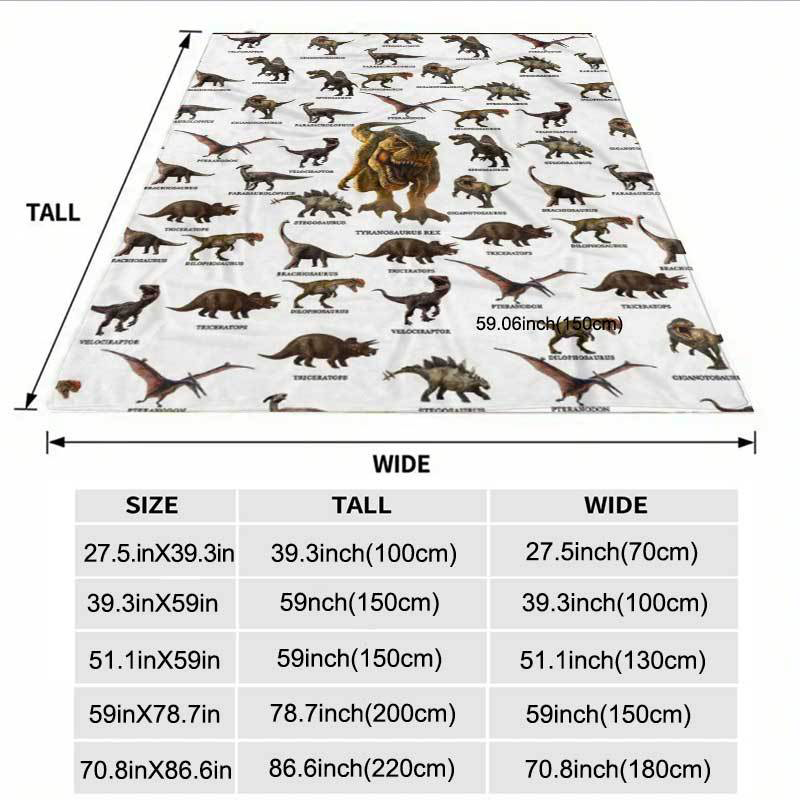 Soft Warm Dinosaur Print Blanket