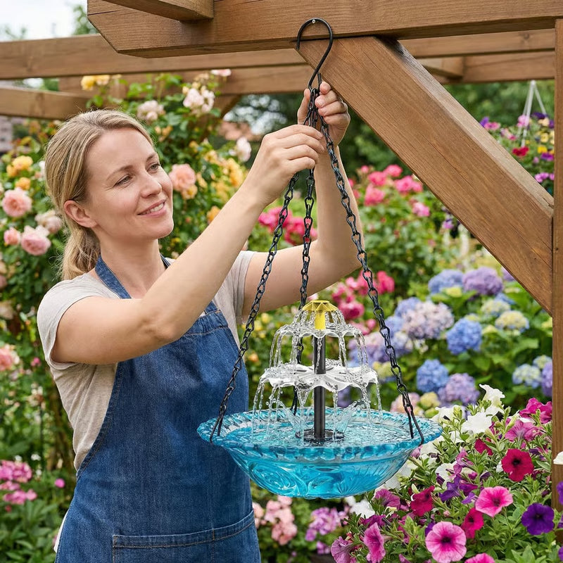 🐦2026 NEW ARRIVALS - 50% OFF🔥💐Solar Cascade Hanging Bird Bath Fountain