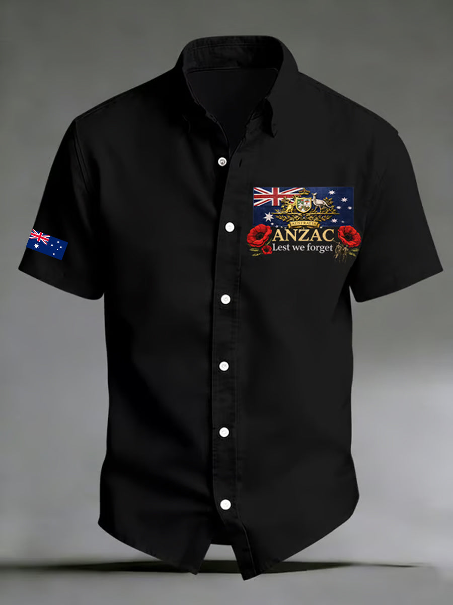 Men's Australia Anzac Day Lest We Forget Print Shirt