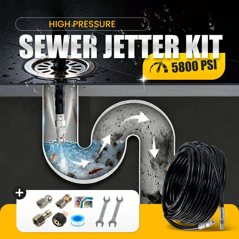 🚿 5800 PSI sewer cleaning kit – Rotating nozzle and reinforced hose for unclogging pipes 🛠️✨ – Free shipping