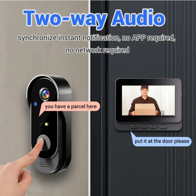 🔥New Year's Special Offer 50%OFF🎉Wireless doorbell camera: 1080P, 170° angle, 4.3-inch screen, IPX65 outdoor waterproof, night vision
