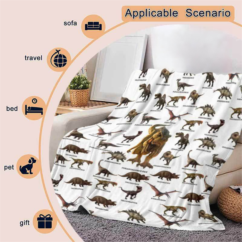 Soft Warm Dinosaur Print Blanket