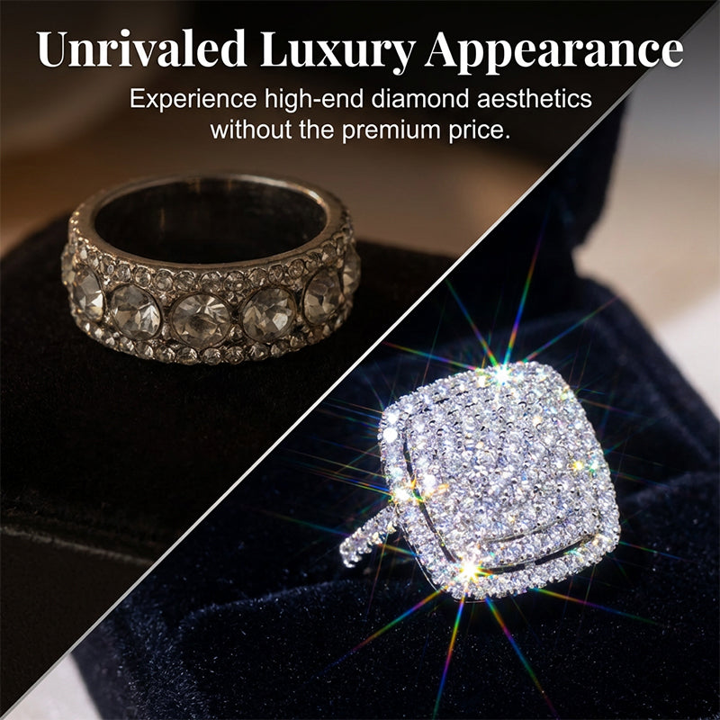 Brilliant Double Halo Square Ring for Women