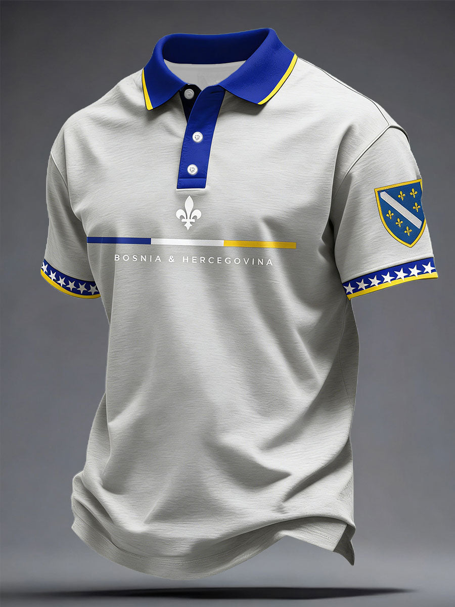 Men's Bosnia Football Lover Printed Casual Tops