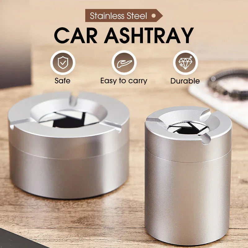 🔥New Year's Special Offer:50% OFF🎉360° Stainless Steel Twist-Lock Ashtray✨Odor-Proof & With Cigarette Holder for Car & Home