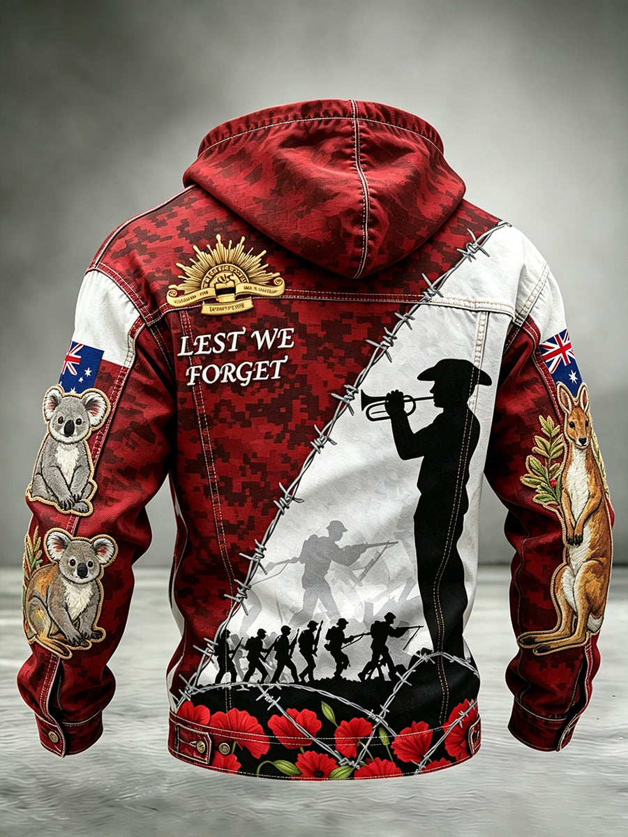 Retro Australian Art Print Casual Hoodie Jacket