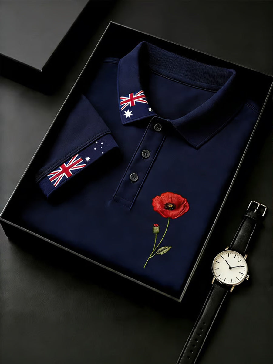 Men's Australian ANZAC Day Print Casual Short Sleeve Top