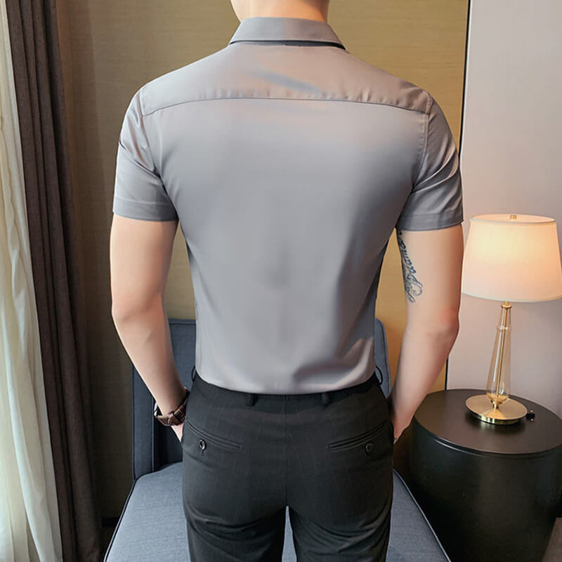 Men's ice-silk high elasticity short sleeve shirts