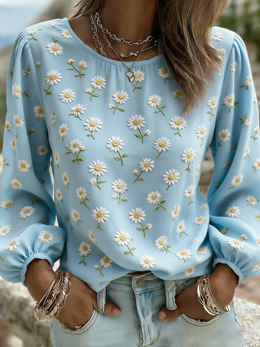 Women's Daisy Art Print Casual T-Shirt