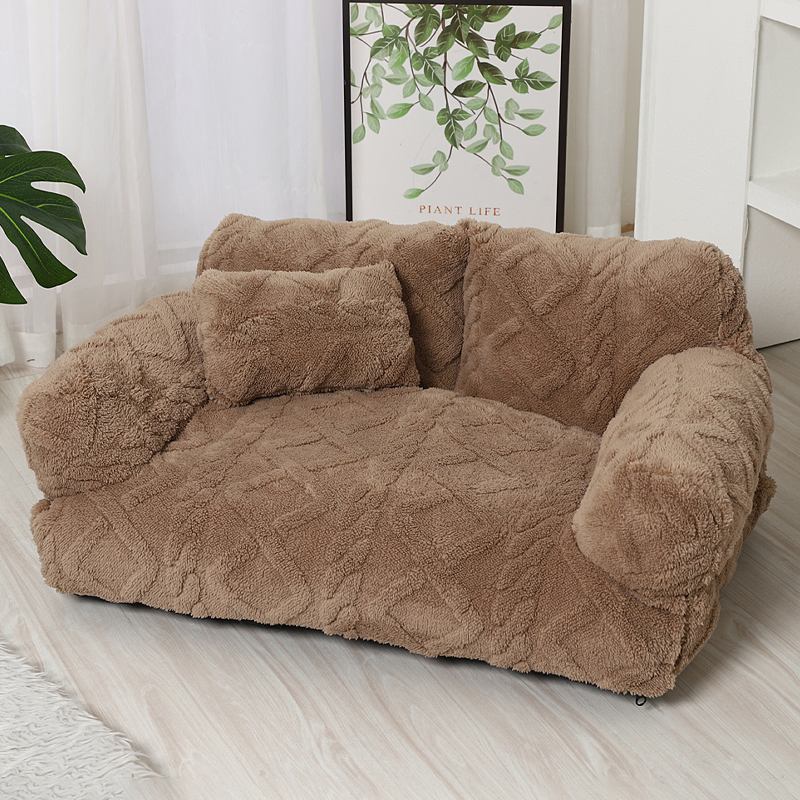 ✨ Plush Calming Pet Sofa Bed – Raised Rim, Removable Cover & Non-Slip Bottom for Ultimate Comfort 🐾💎