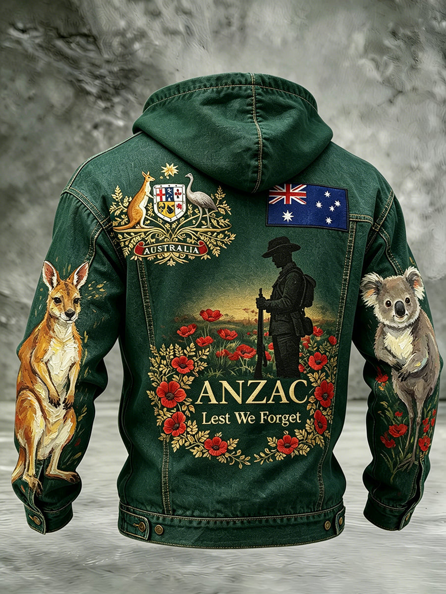 Retro Australian Art Print Casual Hoodie Jacket