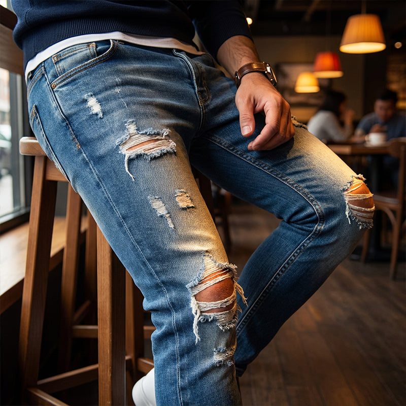 🔥BUY 2 GET FREE SHIPPING🎁New arrival 50% OFF💥Men's Stylish Ripped Skinny Jeans