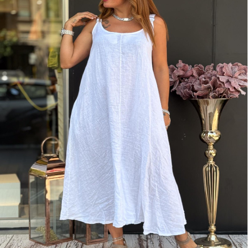 🌿 Women’s Cotton Linen Cami Dress with Pockets – Breathable, Comfortable & Effortlessly Chic 👗✨