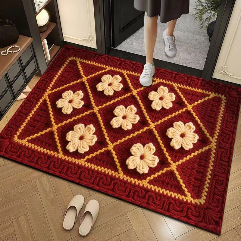 3D Floral Yarn Anti-Slip Absorbent Floor Mat – Stylish, Soft & Safe