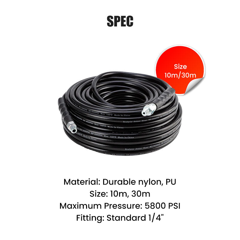 🚿 5800 PSI sewer cleaning kit – Rotating nozzle and reinforced hose for unclogging pipes 🛠️✨