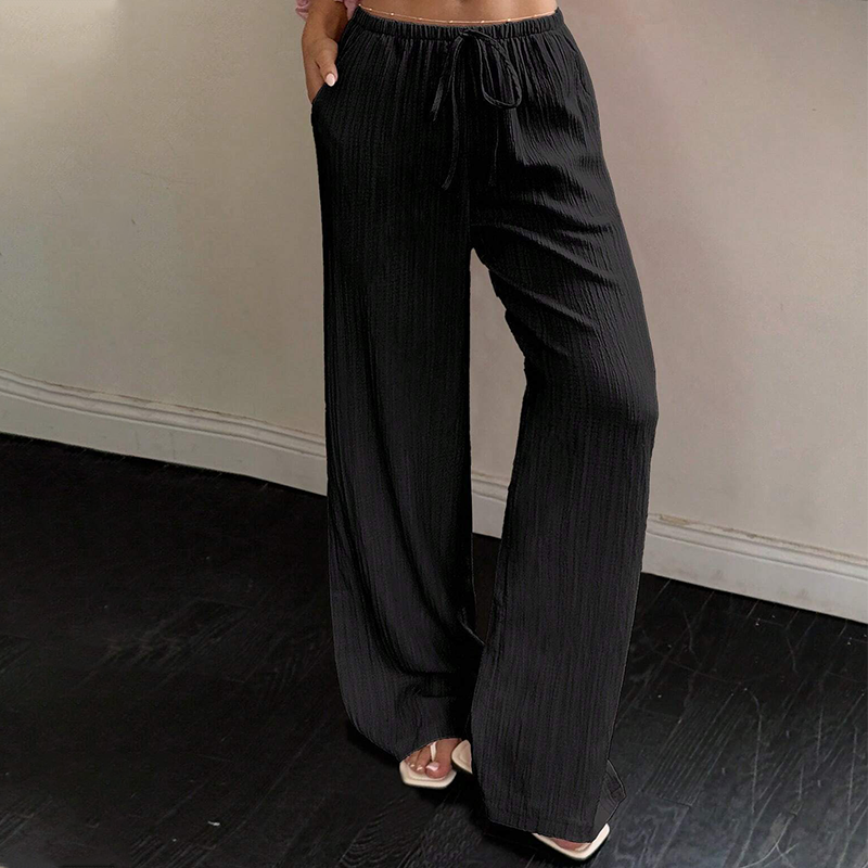 Versatile Solid Color Wide Leg Pants