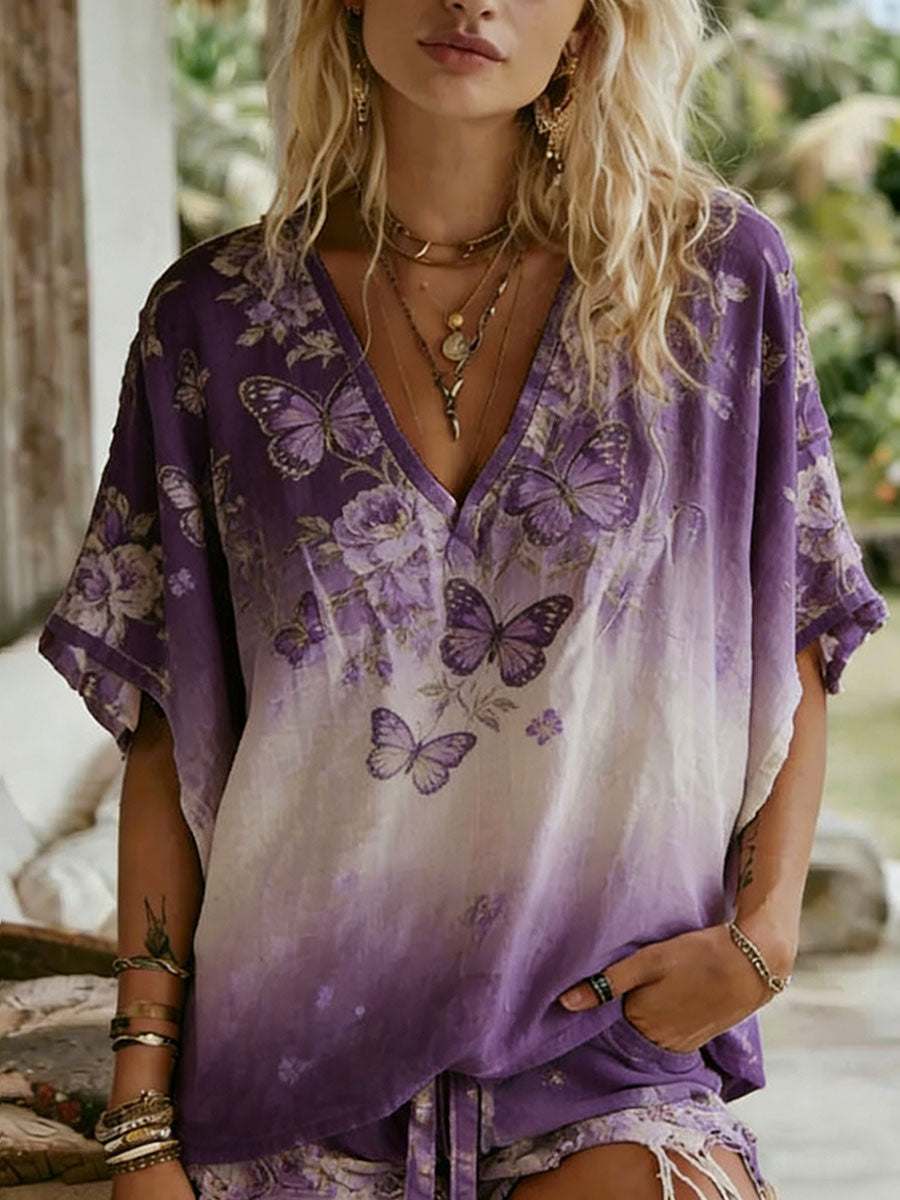 Women's Floral Art Print Casual T-Shirt